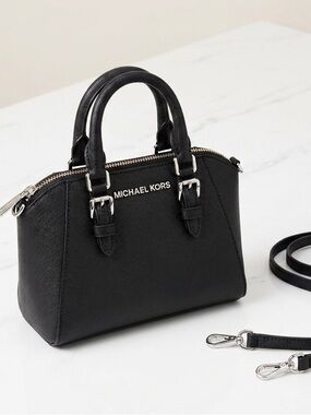 Michael Kors Black Saffiano Mini Dome Bag